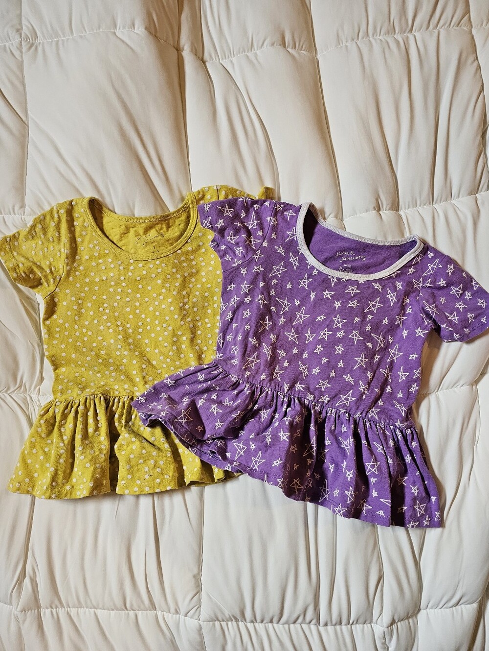 June & January Peplum Tops Bundle Girls Size 9/10 Purple Stars Yellow Polka Dot